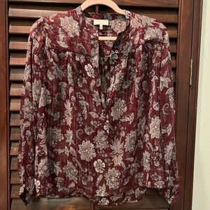 Lucky Brand Burgundy Floral Blouse